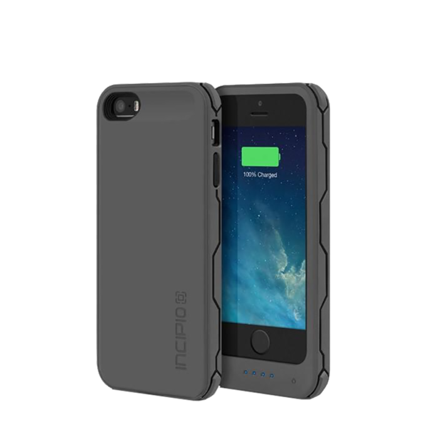 Funda dura offGRID rugged con batería 2000 mAh para iPhone SE Incipio Gris/Negra