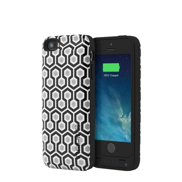 Funda con batería para iPhone 5/5s/SE Incipio OffGrid Print Geometric Negro / Gris / Blanco
