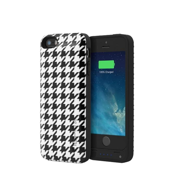 Funda con batería para iPhone 5/5s/SE Incipio OffGrid Print Houndstooth Negro / Blanco