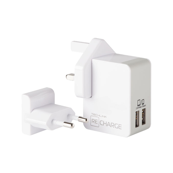 Cargador 220 Volts USB Dual 2.4A Techlink
